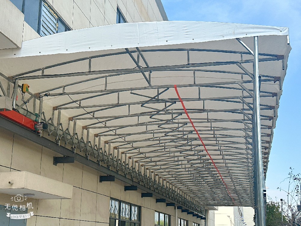 推拉棚 廠房過（guò）道連廊大（dà）跨度懸空電動伸（shēn）縮雨棚 一件開合可定製 防違建
